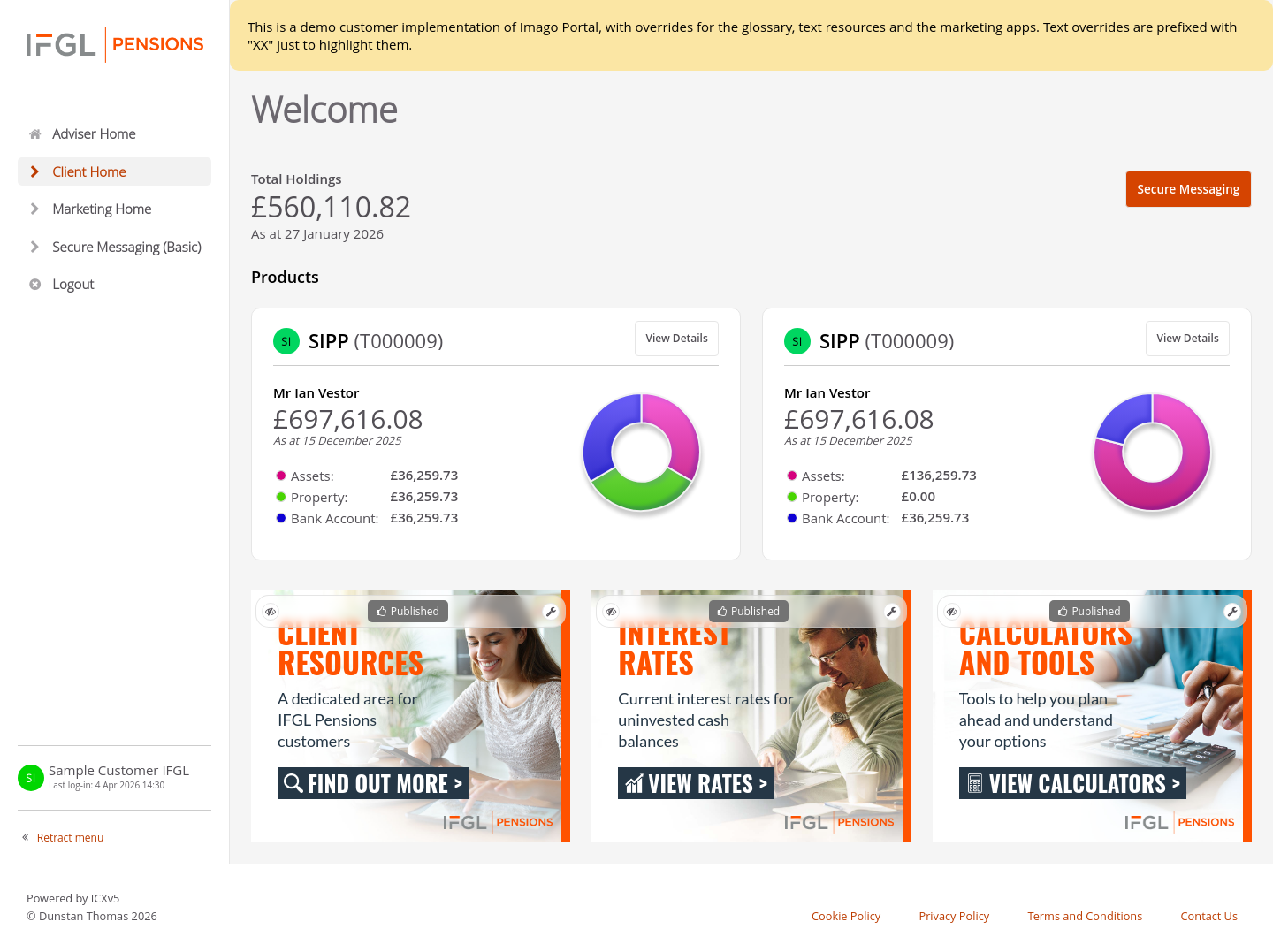 Customer-IFGL > 02 Client dashboard